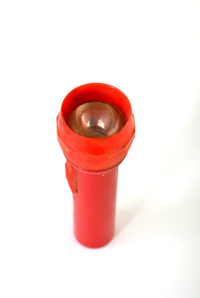 Vintage red dirty flashlight — Stock Photo, Image
