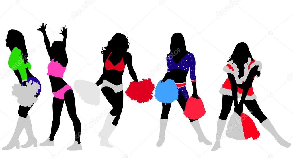 Cheerleaders vector silhouettes