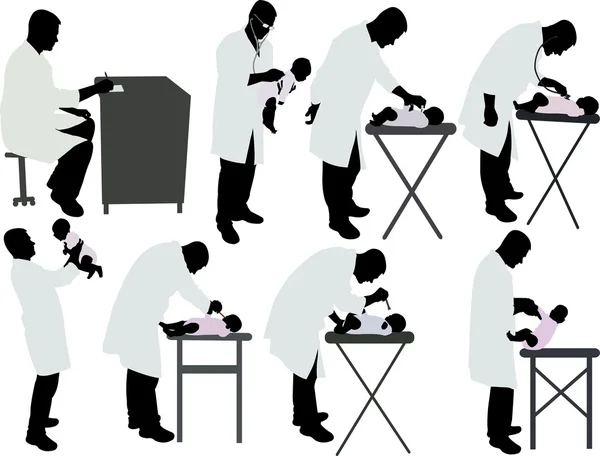 Silueta vectorial pediatra — Archivo Imágenes Vectoriales