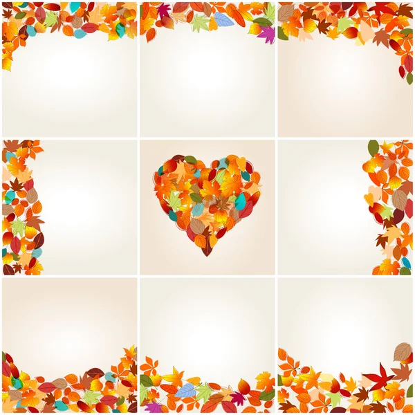Ensemble de feuilles d'automne colorées — Image vectorielle