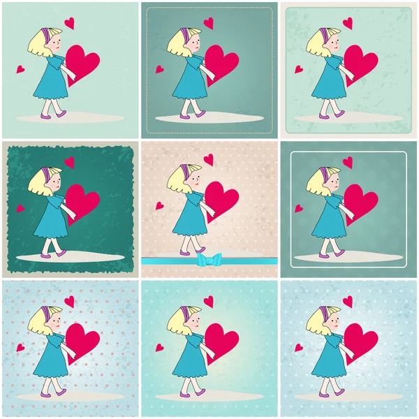 Cartes de Saint-Valentin mignon — Image vectorielle