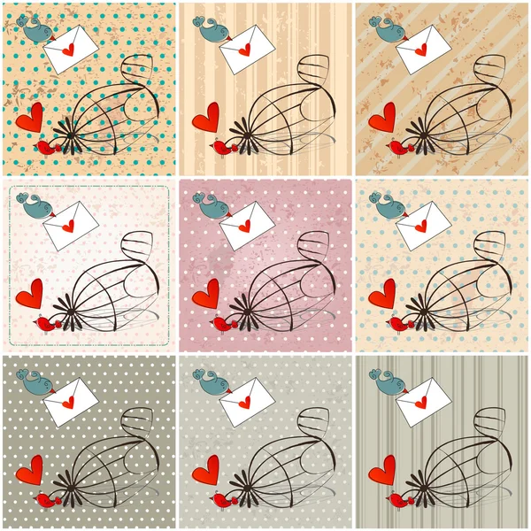 Χαριτωμένα πουλιά στην αγάπη εικονογραφήσεις — Διανυσματικό Αρχείο