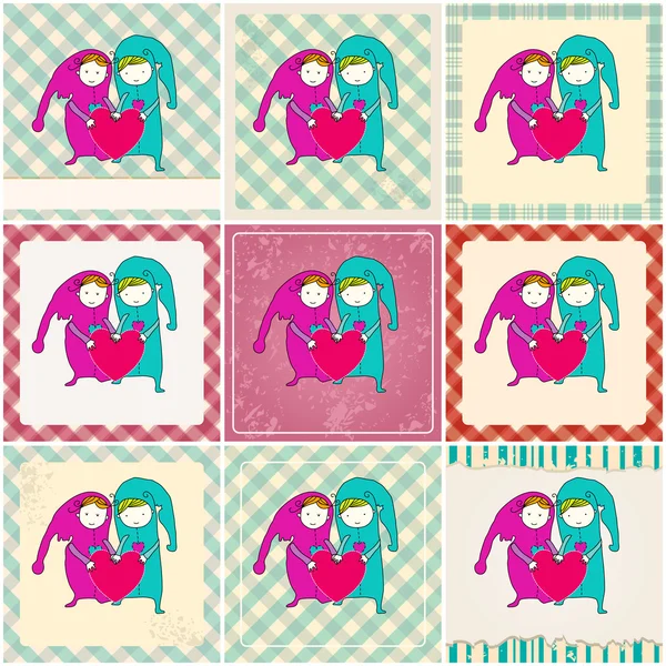 Cute couple in love illustrations — Stock Vector