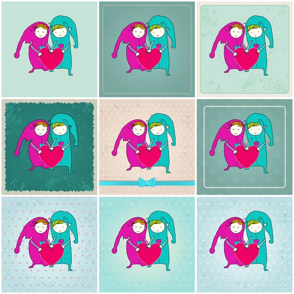 Cute couple in love illustrations — Stock Vector