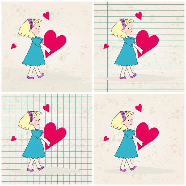 Cartes de Saint-Valentin mignon — Image vectorielle