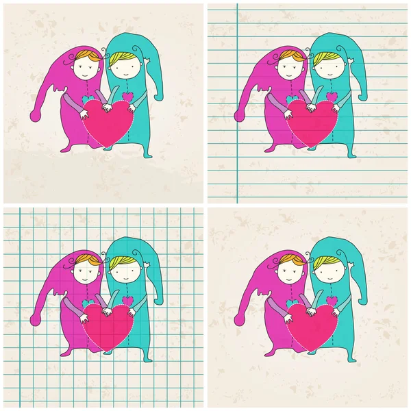 Linda pareja en el amor ilustraciones — Vector de stock