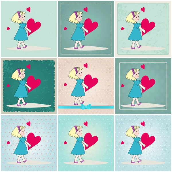 Lindas tarjetas de San Valentín — Archivo Imágenes Vectoriales