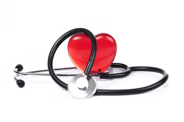 Rotes Herz und ein Stethoskop. — Stockfoto