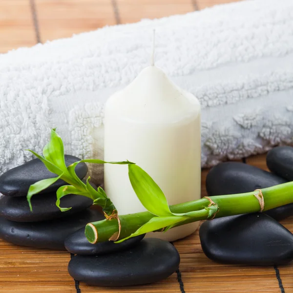 Zen stones  and candle — Stock Photo, Image