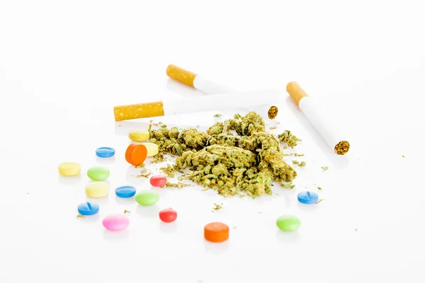 Marihuana, drugs, cigarettes — Stock Photo, Image