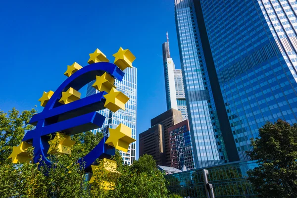 Euro currency sign in downtown of Frankfurt — Stock Photo, Image