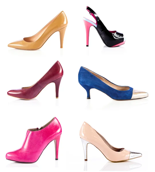 Samling av kvinnliga skor — Stockfoto