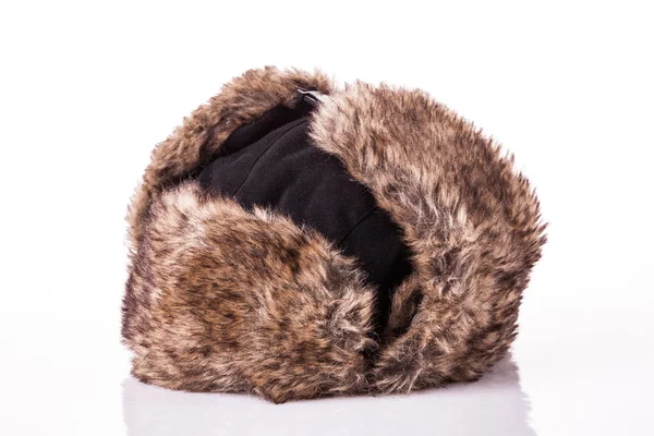 Fur cap for winter weather. Fur cap for winter isolated on white — Stock Photo, Image