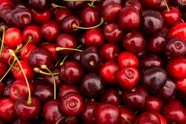 Rote Kirsche Hintergrund. rote reife köstliche Kirschen — Stockfoto