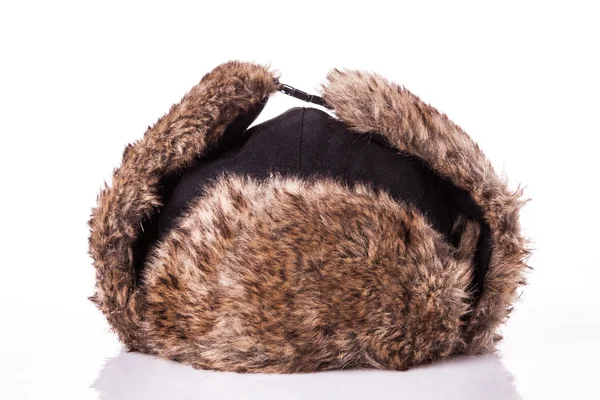 Fur cap for winter weather. Fur cap for winter isolated on white — Stock Photo, Image