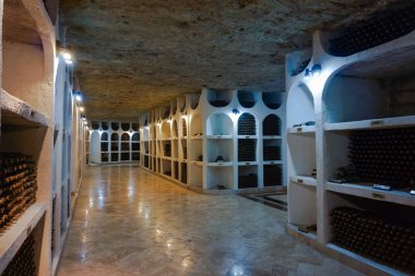 Cricova, Moldova - Ocak 03: coll yeraltı şarap mahzeni