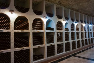 Cricova, Moldova - Ocak 03: coll yeraltı şarap mahzeni