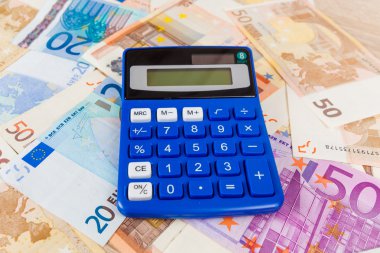 Euro hesap makinesi. Muhasebe kavram. Para tasarrufu