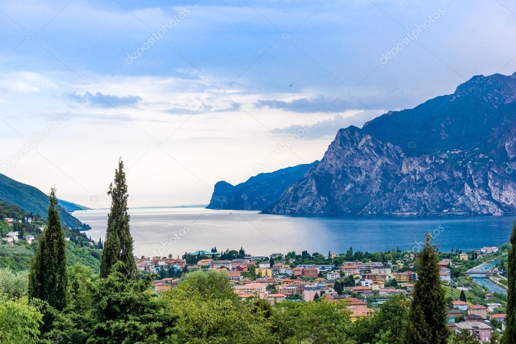 View of Riva Del Garda and Lake Garda, Lombardy, Italy