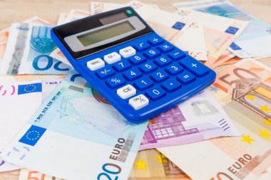 Euro hesap makinesi. Muhasebe kavram. Para tasarrufu