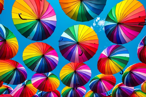 Colorful Umbrellas Rainbow Umbrellas Background — Stock Photo, Image