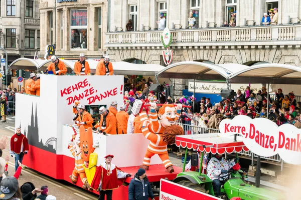 Köln Deutschland Februar 2018 Unbekannte Beim Karnevalsumzug Februar 2018 Köln — Stockfoto