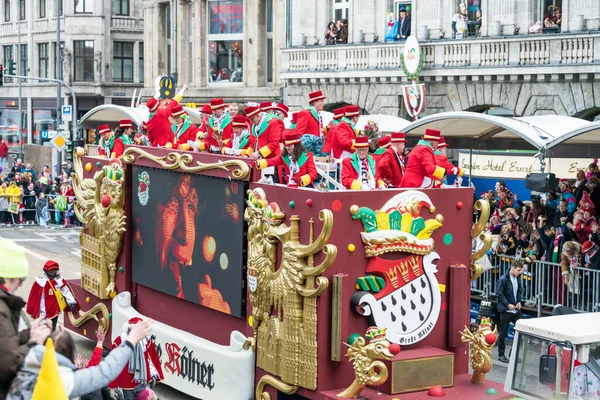 Köln Deutschland Februar 2018 Unbekannte Beim Karnevalsumzug Februar 2018 Köln — Stockfoto