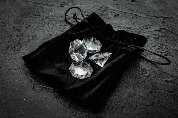 Diamante Sobre Negro Hermoso Cristal Brillante —  Fotos de Stock
