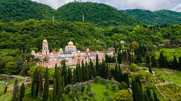 Top View Orthodox Monastery Novy Afon Abkhazia Christian Temple New — Stock Photo, Image