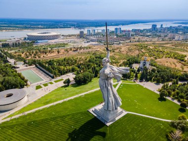 Volgograd, Rusya. Mamaev Tepesi 'nin tepesindeki restorasyondan sonra 
