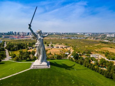 Volgograd, Rusya. Mamaev Tepesi 'nin tepesindeki restorasyondan sonra 