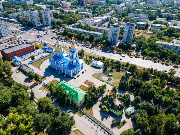 Ulyanovsk Rusya Nın Merkezinin Havadan Görüntüsü Şehir Manzarası Yukarıdan — Stok fotoğraf