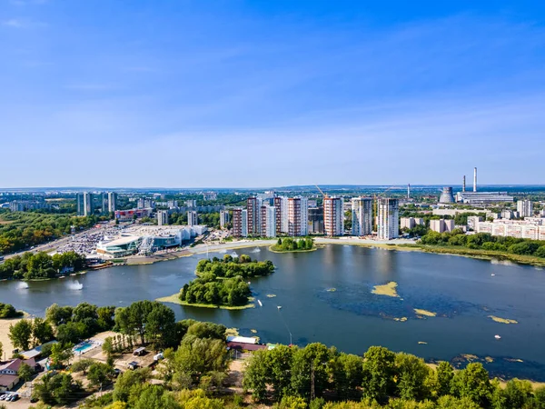 Ulyanovsk Rusya Nın Merkezinin Havadan Görüntüsü Şehir Manzarası Yukarıdan — Stok fotoğraf