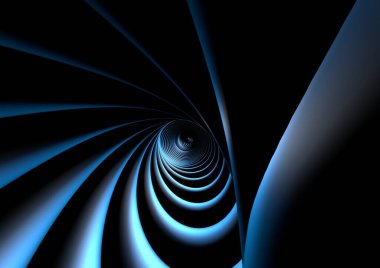 Soyut yuvarlak tünel, mavi neon.