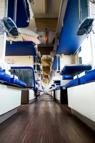 Інтер Типового Російського Поїзда Рзд Ліжками Сну — стокове фото