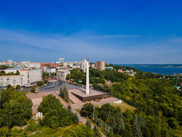 Ulyanovsk Rusya Nın Merkezinin Havadan Görüntüsü Şehir Manzarası Yukarıdan — Stok fotoğraf