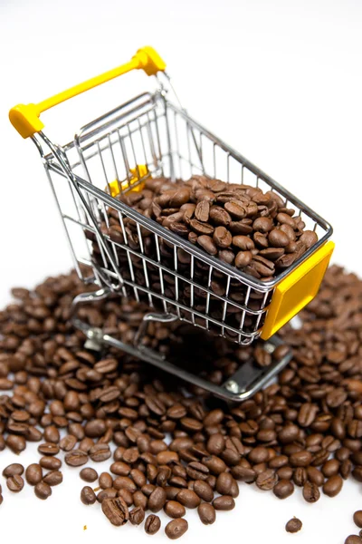 Shopping Cart Filled with Coffee Beans — Stock Photo, Image