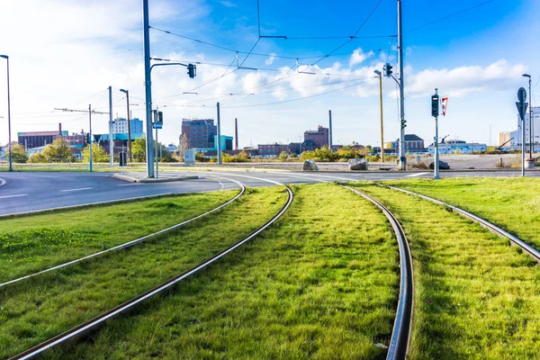 Tramvay rayları. — Stok fotoğraf