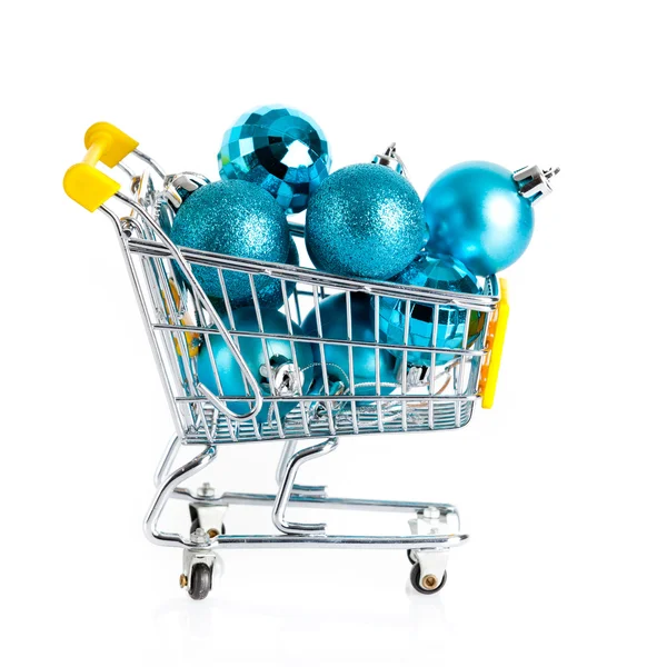 Shopping cart full of christmas balls — Stock Photo, Image