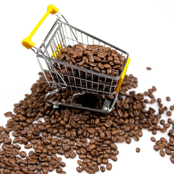 Shopping Cart Filled with Coffee Beans — Stock Photo, Image