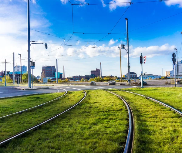 Tramvay rayları. — Stok fotoğraf