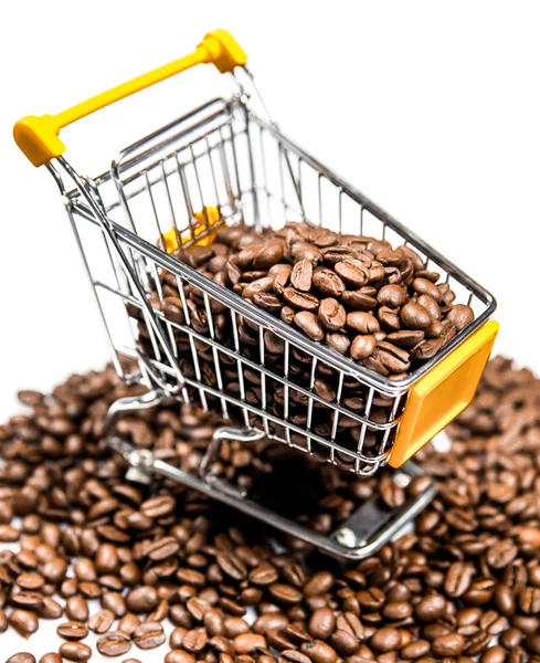 Shopping Cart Filled with Coffee Beans — Stock Photo, Image