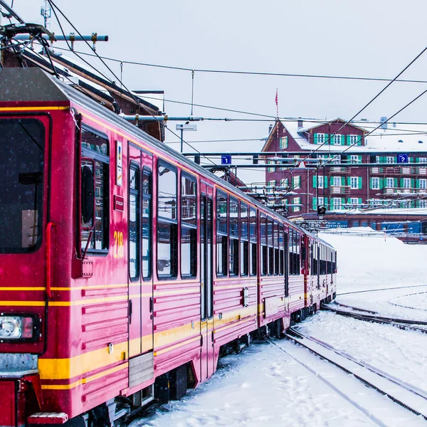 Train station in  Swiss Alps. — Stock Photo, Image