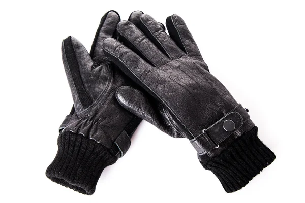 Zwarte lederen handschoenen. — Stockfoto