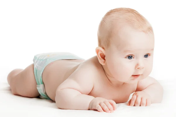 Lindo bebé niño mintiendo —  Fotos de Stock