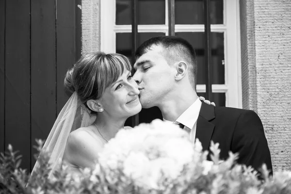 Casamento casal beijando . — Fotografia de Stock