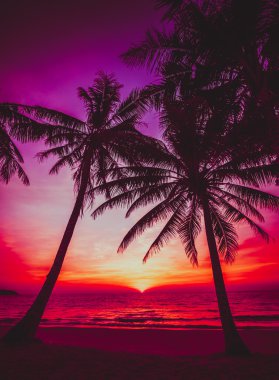 Sahilde gün batımı.