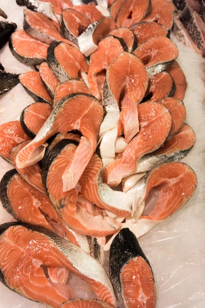 Salmon in  fish market — Stock Photo, Image