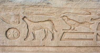 Mısır hiyeroglifleri taş duvar.