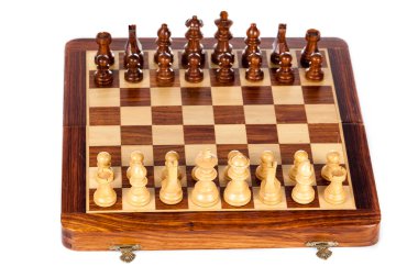 ahşap satranç tahtası. Satranç Savaşı.